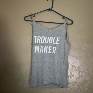 Forever 21 Grey Trouble Maker DIY Tank Top